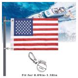Universal Boat Flag Marine 12\"x18\" with 4 Boat Flag Pole Kits USA Flag with 50 Embroidered Stars