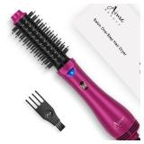 Aima Beauty One Step Hair Dryer & Volumizing Hot Air Brush, Ceramic Straightener Brush, Curler & Hot Comb 4 in 1 Salon Ionic Hair Brush, Rose Pink