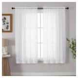 OWENIE Sheer White Curtains 63 Inch Length 2 Panels Set, Light Filtering Jacquard Clip Textured Window Curtain Panels for Nursery Room, Modern Rod Pocket Privacy Dining Room Curtains, 42x63 Inches