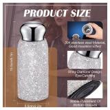 Vesici Rhinestone Water Bottle, Bling Diamond Water Bottle for Women Stainless Steel Thermal Cup Glitter Refillable Insulated Cup for Women Gifts, 260 ml(White)