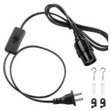 DiCUNO E26 Hanging Lantern Extension Cord Cable, Light Socket On Off Inline Cord Switch Control Lamp, 6.6 Feet (2M), Black, 1-Pack