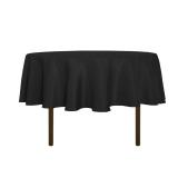 sancua Round Tablecloth - 70 Inch - Water Resistant Spill Proof Washable Polyester Table Cloth Decorative Fabric Table Cover for Dining Tables, Buffet Parties and Camping, Black