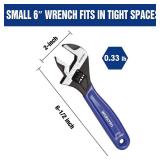 WORKPRO 6-Inch Adjustable Wrench, Wide Jaw Cr-V Steel Black Oxide Finish, for Medium-Size Bolts (M6-M16), Metric & SAE Scales, for Home, Garage, DIY & Workshop Use