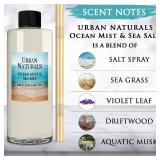 Urban Naturals Reed Diffuser Oil Refill Ocean Mist Sea Salt with Salt Spray, Violet Leaf, Sea Grass, Driftwood 8 oz + Free Reed Sticks, Made in The USA