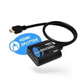 OREI 4K HDMI Splitter 1 in 2 Out 4:4:4 8-bit - HDCP 2.2, 18 Gbps, 4K@60Hz HDMI Duplicator/Distributor UltaHD High-Resolution Down Scaler - UHDS-102C