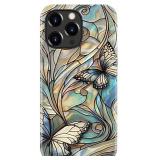 DorisMax for iPhone 14 Pro Case - Wireless Charging Compatible - Dual-Layer Hard Shell + Silicone Cover - Shockproof Protective Phone Case with Stylish Designs for Women - Butterflies Blue Gold