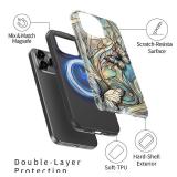 DorisMax for iPhone 14 Pro Case - Wireless Charging Compatible - Dual-Layer Hard Shell + Silicone Cover - Shockproof Protective Phone Case with Stylish Designs for Women - Butterflies Blue Gold