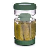 WhiteRhino Glass Pickle Jar,34oz Olive Hourglass Jar with Strainer,Airtight Glass Jar Pickle Juice Separator Flip Pickle Jar for Gherkin Jalapeno