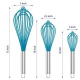OYV Silicone Whisk,Heat Resistant 480Â°F Whisks For Cooking Non Scratch,Stainless Steel wired wisk,Plastic Rubber Whisk Tool For Nonstick Cookware Pans,Silicon Wisks Set of 4,Blue