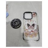 Lotadilo Cute Case for iPhone 16 Pro for Women Girls - Funny Butterfly Moon Design Compatible with Magsafe Magnetic Ring Holder Kickstand Fashion TPU Phone Covers