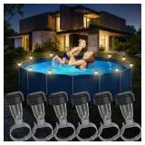 VICHTOP Solar Pool Lights - 6 Pack, Pool Light for Framed Above Ground Pools, Outdoor Swimming Pool Fence Decoration Accessories, Waterproof LED Pool Solar Lights, Pool Enclosure Lighting Decor
