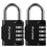 Puroma 2 Pack Combination Lock for Locker 4 Digit Outdoor Waterproof Padlock for School, Gym, Sports, Fence, Toolbox, Gate, Case, Outdoor, Hasp Storage (Black)