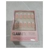 Glamnetic Press On Nails - MaDamn | French Tip Nails, UV Finish Short Pointed Almond Shape, Salon Quality Semi-Transparent Nails in 12 Sizes - 24 Nail Kit with Glue