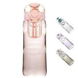 Kerilyn 28oz Clear Water Bottle with Fruit Infuser, Chug Lid Sports Water Bottle, Leak Proof Water Bottle with Lock, BPA Free Plastic Water Bottle for School, Office, Outdoors, Pink