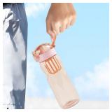 Kerilyn 28oz Clear Water Bottle with Fruit Infuser, Chug Lid Sports Water Bottle, Leak Proof Water Bottle with Lock, BPA Free Plastic Water Bottle for School, Office, Outdoors, Pink