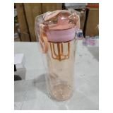 Kerilyn 28oz Clear Water Bottle with Fruit Infuser, Chug Lid Sports Water Bottle, Leak Proof Water Bottle with Lock, BPA Free Plastic Water Bottle for School, Office, Outdoors, Pink
