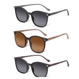 3 Pack Reading Sunglasses for Women & Men, UV400 Sun Readers Glasses Spring Hinge Outdoor Sunglasses-225