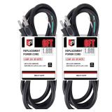 EP 2 Pack 6 ft 14/3C SJTW Appliance and Power Tool Cord, 14 Gauge 3 Prong Heavy Duty Replacement Power Supply Cord Cable, 110V 115V 120V AC Pigtail, 15A, 1875w
