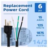 EP 2 Pack 6 ft 14/3C SJTW Appliance and Power Tool Cord, 14 Gauge 3 Prong Heavy Duty Replacement Power Supply Cord Cable, 110V 115V 120V AC Pigtail, 15A, 1875w