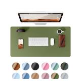 YSAGi Leather Desk Protector, Office Mat, Large Mouse Mat, Non-Slip PU Leather Blotter, Laptop Desk Pad, Waterproof Writing Pad for Office and Home (Green, 23.6\" x 13.8\")