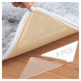 Rug Tape Pad, Triangle Anti Slip and Non Curling Rug Tape Pad, Keep Rug in The Place and Protect Floor Washable and Reusable Rug pad, Non-Trace Removable Rug Tape for Hardwood Floor (Clear, 8 pcs)
