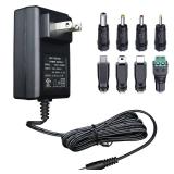 UL Listed 5V 2A 2000mA 6FT Power Supply Adapter with 8 Tips, 10W 0.5A 0.8A 1A 1.5A AC/DC Switching Adapter for Security Camera, Baby Monitor, Scanner, TV Box, Raspberry, Router, Speaker and More