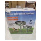 2Pack Deer Squirrel Rabbit Cat Repellent Outdoor Solar Ultrasonic Animal Repeller Waterproof Raccoon Deterrent with Motion Sensor to Keep Dog Skunk Possum Rodent Coyote Out of Garden Yard Farm
