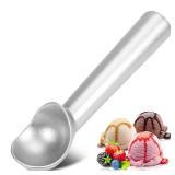 Ice Cream Scoop,7 inches Nonstick Anti-Freeze One Piece Aluminum Scooper Spoon, Heavy Duty Durable Design, Easy Clean, for Gelato, Cookie Dough, Sorbet, Almond (Silver)