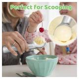 Ice Cream Scoop,7 inches Nonstick Anti-Freeze One Piece Aluminum Scooper Spoon, Heavy Duty Durable Design, Easy Clean, for Gelato, Cookie Dough, Sorbet, Almond (Silver)