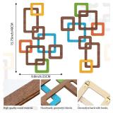 CroBlissful 2 Pcs Wooden Mid Century Modern Wall Art 3D Mid Century Modern Elegance Wall Decor Accents Vintage Abstract Geometric Panels Art for Home Room(Classic Style,bright Color)