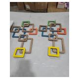 CroBlissful 2 Pcs Wooden Mid Century Modern Wall Art 3D Mid Century Modern Elegance Wall Decor Accents Vintage Abstract Geometric Panels Art for Home Room(Classic Style,bright Color)