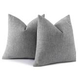 decorUhome Fall Chenille Decorative Throw Pillow Covers 26x26 Set of 2, Farmhouse Textured Square Neutral Solid Accent Pillow Covers for Couch Sofa Bed Living Room Home Decor, Grey