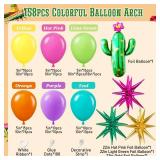 Mexican Fiesta Balloon Garland Arch Kit with Yellow Hot Pink Lime Green Orange Purple Teal Foil Balloons for Mexican Fiesta Birthday Party Decorations