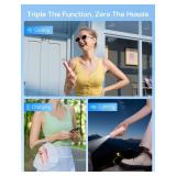 JISULIFE Handheld Mini Fan, 3 IN 1 USB Rechargeable Portable Fan [12-19 Working Hours] with Power Bank, Flashlight, Pocket Design for Travel/Summer/Concerts/Lash, Gifts for Women (Pink)