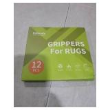 Rabenda 12 Pcs Rug Tape, Non Slip Rug Pads Grippers for Hardwood Floors and Tiles, Reusable Carpet Tape for Area Rugs, Double-Sided Adhesive Rug Stickers Keep Corners Flat (Black)