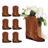Weekgrat 8 Set Brown Western Cowboy Boots Flower Boxes Centerpiece Boot Shape Boxes Decorations Western Theme Party Cowgirl Favors for Cowboy Cowgirl Birthday Party Baby Shower Wedding Supplies