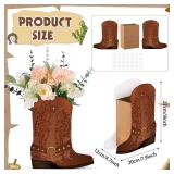 Weekgrat 8 Set Brown Western Cowboy Boots Flower Boxes Centerpiece Boot Shape Boxes Decorations Western Theme Party Cowgirl Favors for Cowboy Cowgirl Birthday Party Baby Shower Wedding Supplies