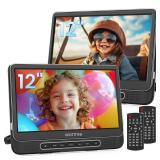 WONNIE 12\" Dual Car DVD Players Portable DVD Players for Car Headrest Play a Same or Two Different Movies with 5-Hour Rechargeable Battery, Mounting Brackets, All Region, Support USB/Sync TV