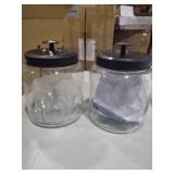 KooK Glass Kitchen Canister Set, Food & Storage Containers for Pantry, Bathroom Apothecary Jars, Tinplate Lids, Counter Organizers, 0.74 Gallon, Black, Set of 2