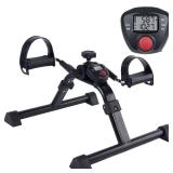 Vaunn Medical Under Desk Bike Pedal Exerciser with Electronic Display for Legs and Arms Workout (Fully Assembled Folding Exercise Pedaler, no Tools Required) , Dark