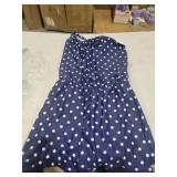 Tempt Me Blue Dot Romper One Piece Swimsuits with Short - Women Boyleg with Pockets Bathing Suit Modest Swimwear S