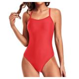 Tempt Me Red Athletic One Piece Swimsuits for Women Training Sport Tummy Control Bathing Suits Small