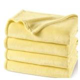 PHF Ultra Soft Fleece Blanket Twin Size, No Shed No Pilling Luxury Plush Cozy 300GSM Lightweight Blanket for Bed, Couch, Chair, Sofa Suitable for All Season, 66\" x 90\", Yellow