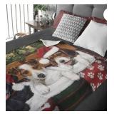 Dawhud Muticolor Christmas Stocking Puppies Throw Blanket 50x60 Polyester