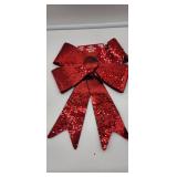 Red Sequin Holiday Bow Decoration - Retail: $5