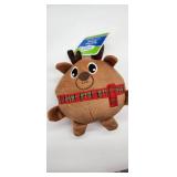 Reindeer Round Plush with Plaid Scarf Dog Toy - Retail: $12