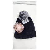 Ladies Winter Knit Beanie with Faux Fur Pom Interchangeable PomPom - Retail: $12