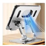 Adjustable Aluminum Tablet Stand with Cooling Design - Retail: $25
