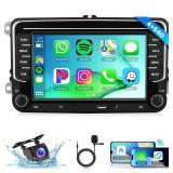 [4G+64G] Android Car Radio for Volkswagen VW Jetta Passat Golf Beetle Polo Caddy Tiguan Touran for SEAT for Skoda with Wireless CarPlay Android Auto, 7 Inch Car Radio with Bluetooth,GPS,WiFi,Camera