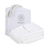 Threadmill Luxury Cotton Blankets for King Size Bed | All-Season Cozy 100percent Cotton King Size Blanket | Aster Jacquard Soft and Lightweight Coverlet fits California King, 104x92 | White